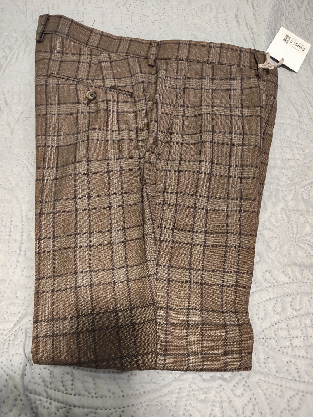 Men's FB EFFEBI Brown Plaid Dress Pants 32